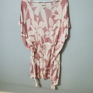 Women's Floral Swim Coverup in Pink and White-Never Used